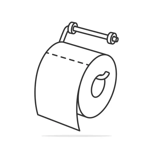 Vector illustration of Toilet Tissue Paper Roll Vector Icon Illustration.