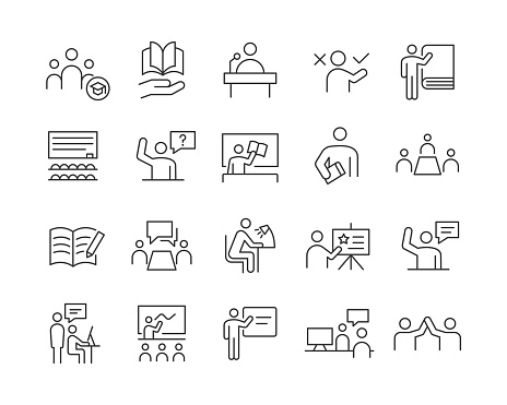 Teachers Icons - Vector Line Icons. Editable Stroke. Vector Graphic