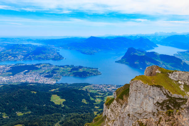 istock Beautiful panoramic view on Lake Lucerne from Mount Pilatus, Switzerland 1764644301