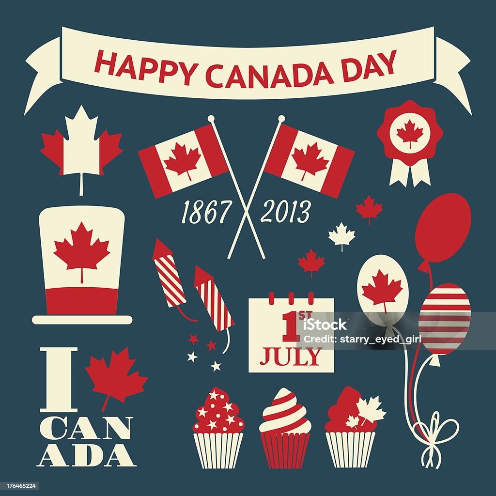 Giorno di Canada Set di elementi di Design - arte vettoriale royalty-free di Canada Day