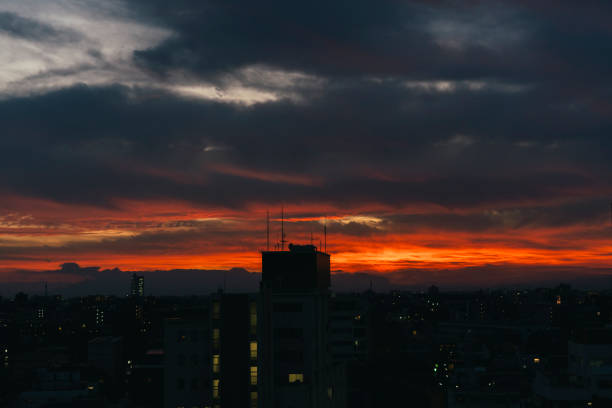 Sunset in the town Tokyo.