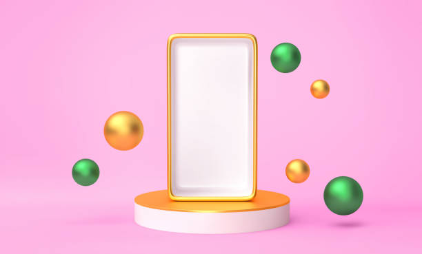 istock Background with blank smartphone mobile screen. Web store, online shopping concept 1764673020