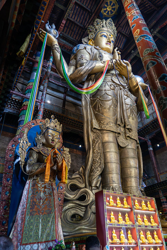 The world's tallest indoor statue of Buddha - Avalokitesvara in Gandantegchinlen, or locally known, Gandan monastery in Mongolia's capital city of Ulaanbaatar. It stands at 26 meters (85 feet).