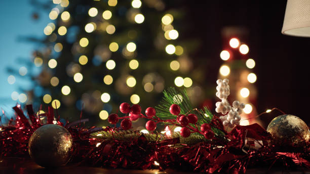 istock Lamp against blurred Christmas tree and copy space 1764676848