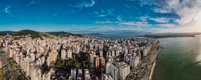 Florianopolis panorama. Modern buildings in Brazilian city.