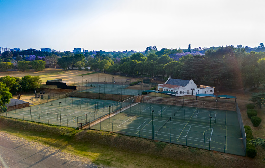 Zoo Lake sports club tennis courts in the Zoo Lake park Johannesburg.