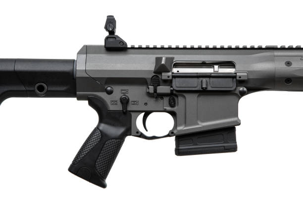 istock Modern automatic rifle isolated on white background. Weapons for police, special forces and the army. Automatic carbine with mechanical sights. Assault rifle on white back. 1764698023