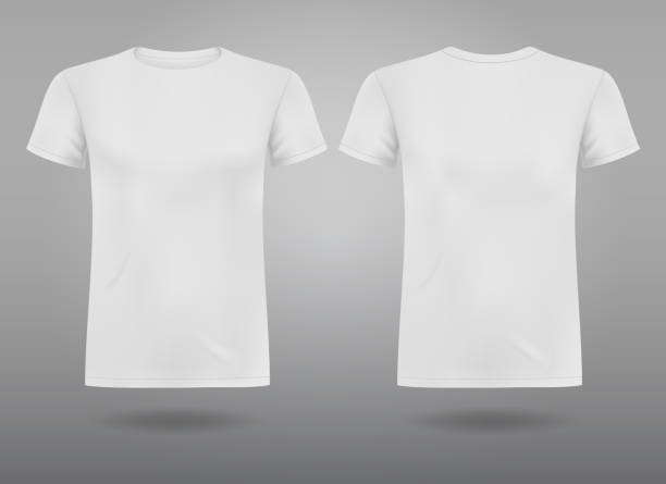 мужской белый шаблон пустой футболки, с двух сторон, - underwear men t shirt white stock illustrations