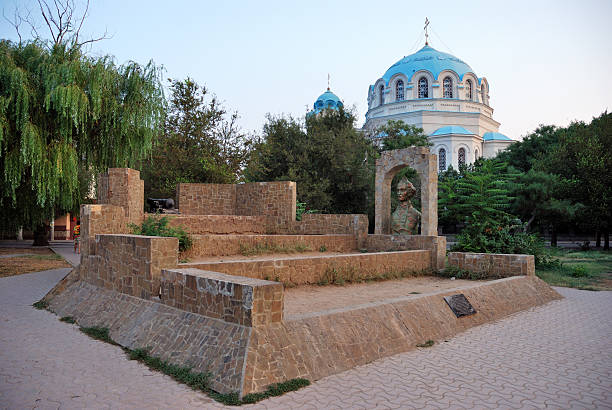 Suvorov redoubt against the St. Nicholas Cathedral in Yevpatoriya. stock photo