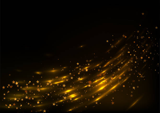 istock Glowing neon golden stars and particles abstract background 1764734667