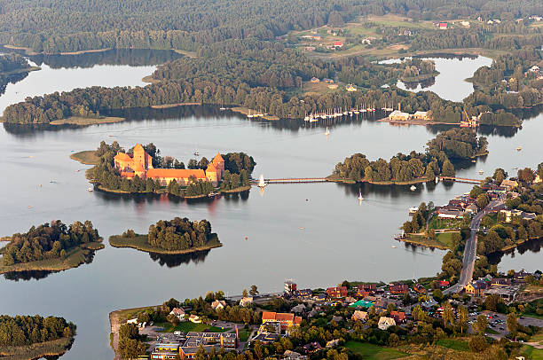 Trakailithuania_municipalities.kgm Castelo de vista aérea - fotografia de stock