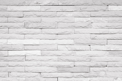 Detail of a white brick wall texture and background with copy space