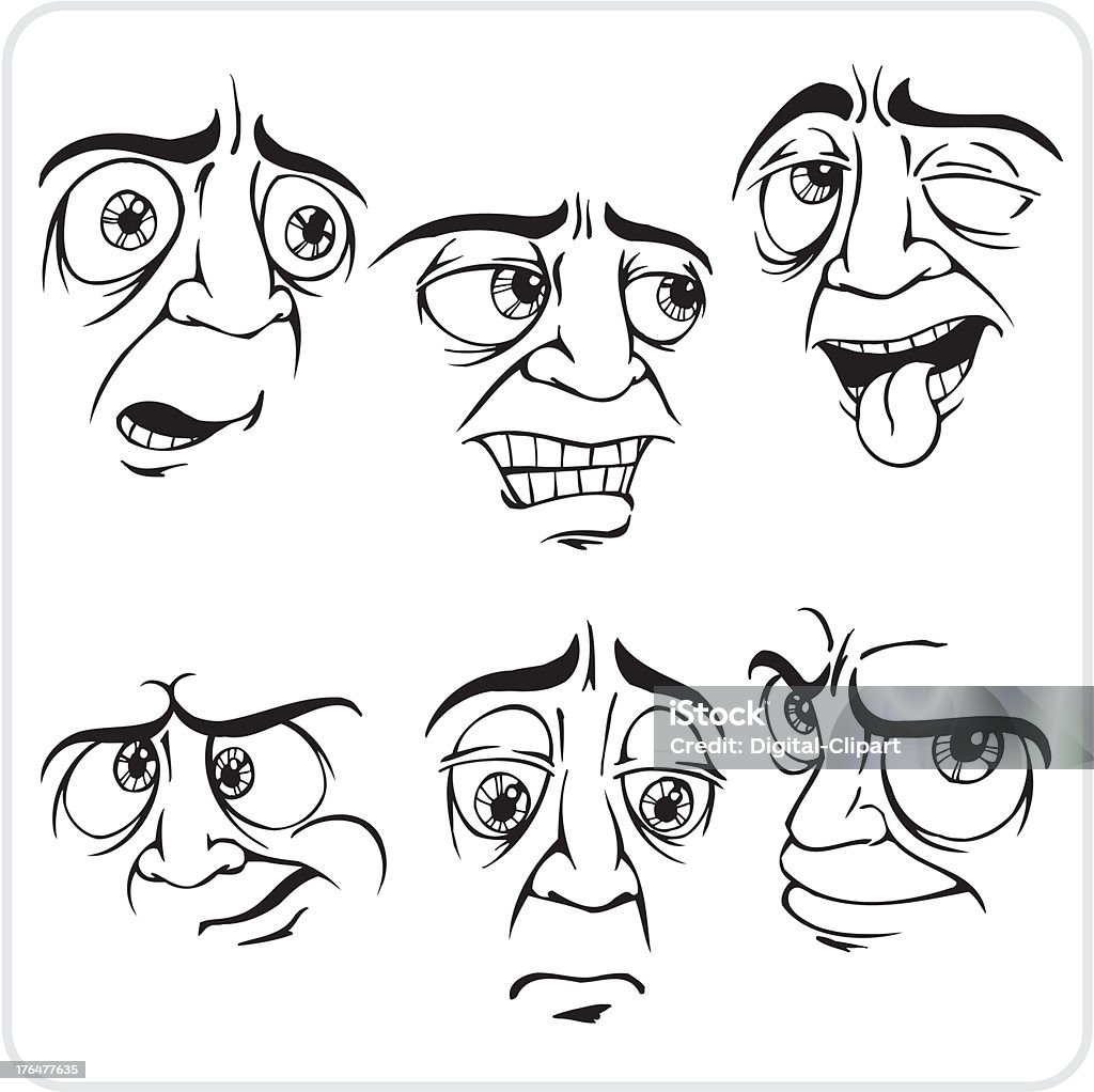 Sad facial expressions - vector set. Sad facial expressions - Vinyl-ready vector illustration. Activity stock vector