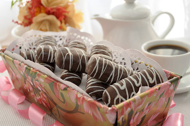 istock Gingerbread chocolate in a box with  cup of coffee 176478251