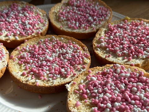 a typical classic custom in the netherlands is serving beschuit met muisjes for the birth of a baby