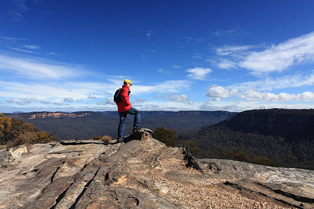istock Bushwalker admiring the view from Flat Rock Wentworth Falls 176478662