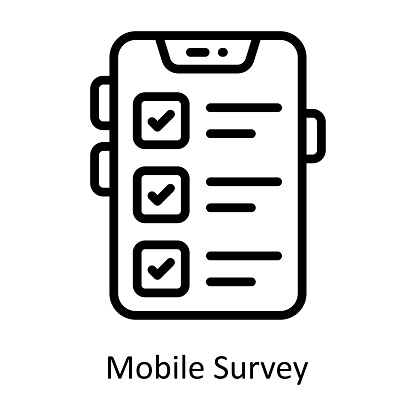 Mobile Survey vector outline Design illustration. Symbol on White background EPS 10 File