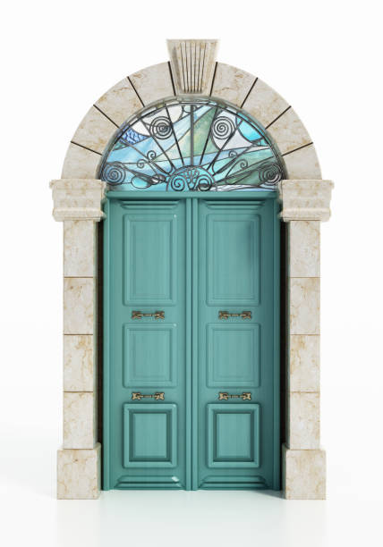 istock Closed Ottoman style antique door isolated on white 1764794586