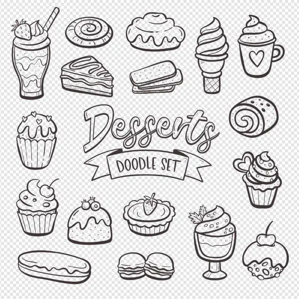 Vector illustration of Dessert Doodle Set