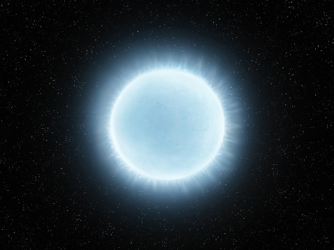 White dwarf isolated. Remnant of an exploded star in space. Compressed massive core of the sun.