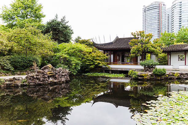 istock urban garden with pond 176482242