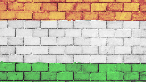 A horizontal vector illustration of three horizontal colored bands in saffron, white and green. The orange and green colors whitewashed at the top and bottom. A calm peaceful patriotic theme faded wallpaper. There is no people and Copy space for text. These colors are in the flag of India, Niger and also of Ireland and Côte d'Ivoire (Ivory Coast) country. Can be used for national festivals, events, national teams related backdrops of these countries like Republic Day, Independence Day celebrations.