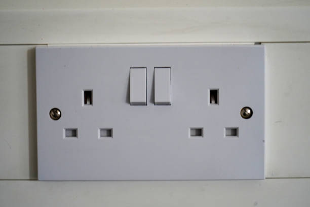 istock Close up of a white UK power socket on a wall 1764842667