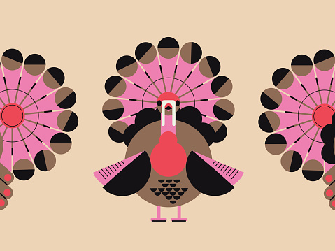 Vector illustration of Thanksgiving day - Web poster design of turkeys animals isolated on background. Upcoming holidays and celebrations. Thanksgiving concept.