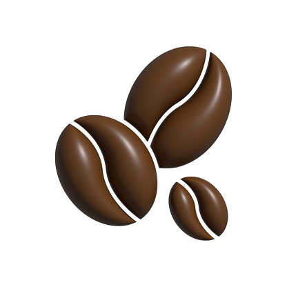 3D Realistic COFFEE BEANS Icon. 3D Icon Isolated on White.