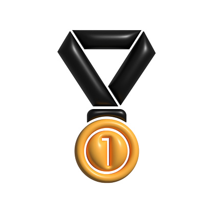 3D Realistic MEDAL Icon. 3D Icon Isolated on White.