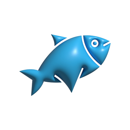 3D Realistic FISH Icon. 3D Icon Isolated on White.