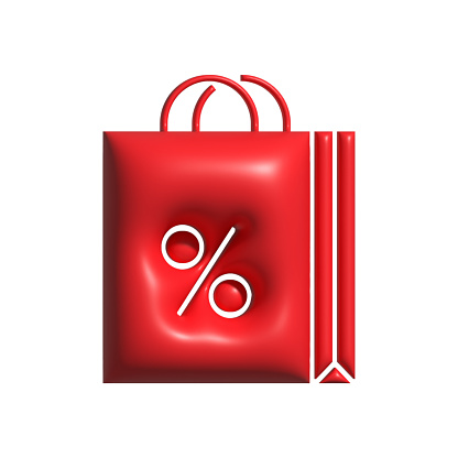 3D Realistic DISCOUNT STORE Icon. 3D Icon Isolated on White.