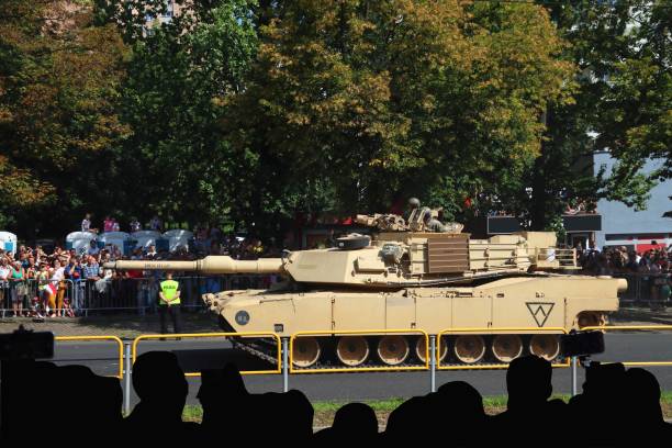 People visit the parade for Armed Forces Day (Polish: Swieto Wojska Polskiego) in Katowice, Poland. M1 Abrams tank display.