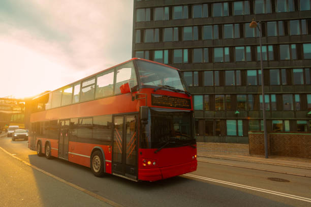 istock Red tourist bus on the road 1764867857