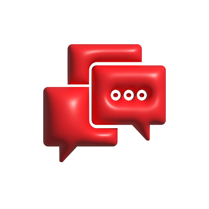 3D Realistic CHAT Icon. 3D Icon Isolated on White.