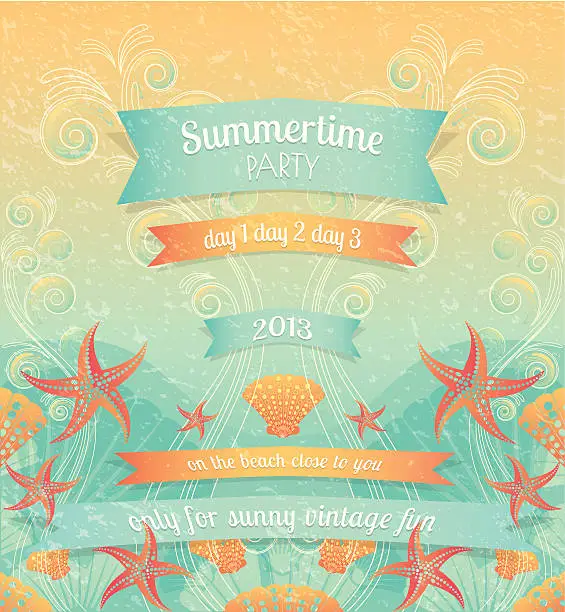 Vector illustration of Retro Summer Beach Party