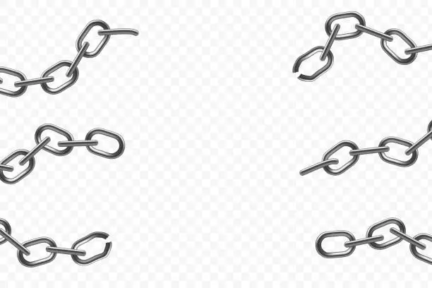 Vector illustration of Metal chain with broken links.