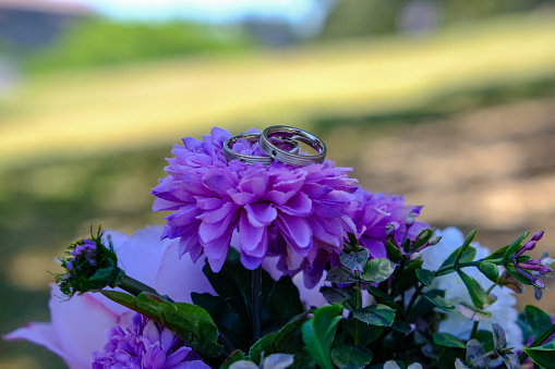 propose ring in Flower bouquet