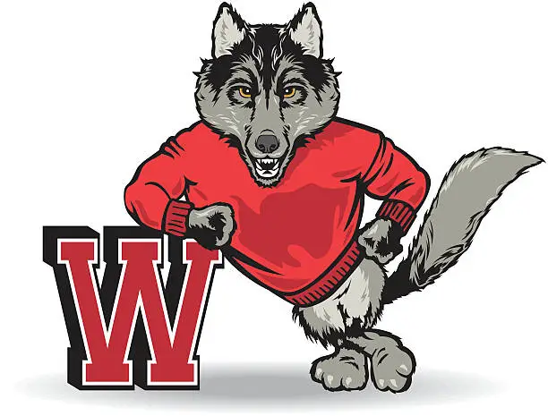 Vector illustration of Wolf With The Letter W