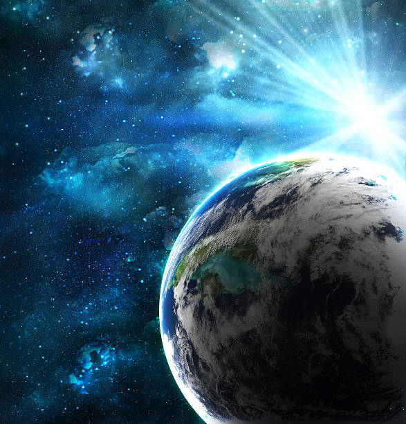 istock planet with a flash of sun, abstract background 176492039