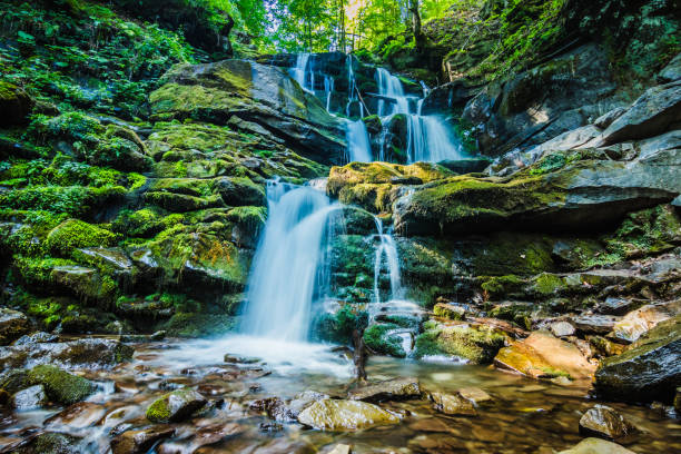 istock Forest waterfall Shipot. Ukraine, Carpathian mountains. Beautiful waterfall in the forest in the mountains in summer. 1764926050