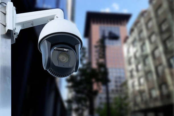 CCTV Camera Operating with city in background.
