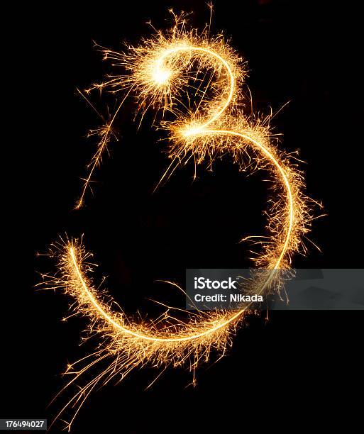 Sparkling Number Three Stock Photo - Download Image Now - Celebration, Number 3, Sparkler - Firework