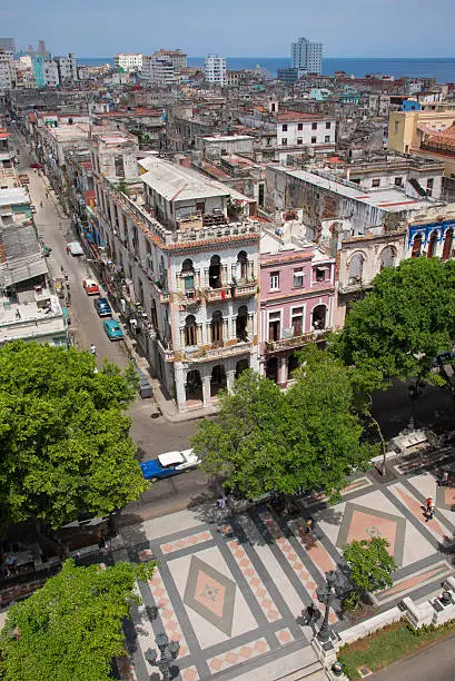 City view over Havana with the Paseo del Prado in the foreground.