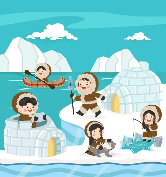 Vector illustration of Inuit North pole Arctic