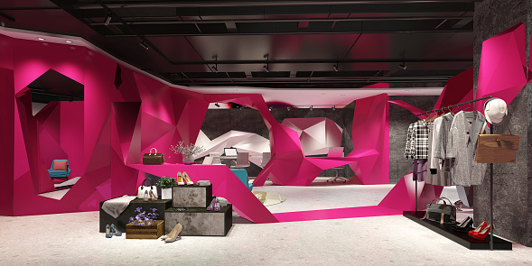 pink design fashion designer work space, 3d rendering