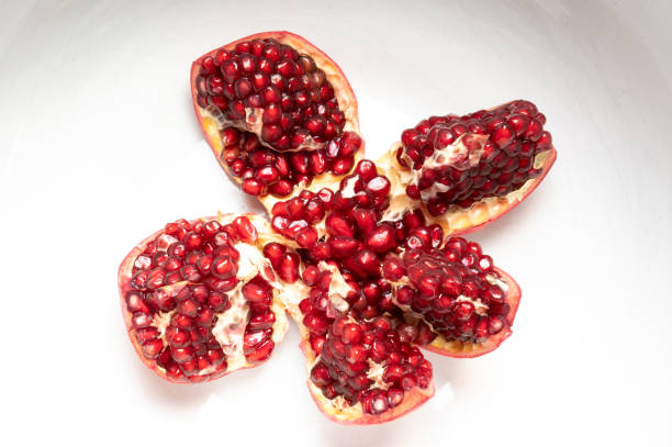 Macro shot of an opened pomegranate
