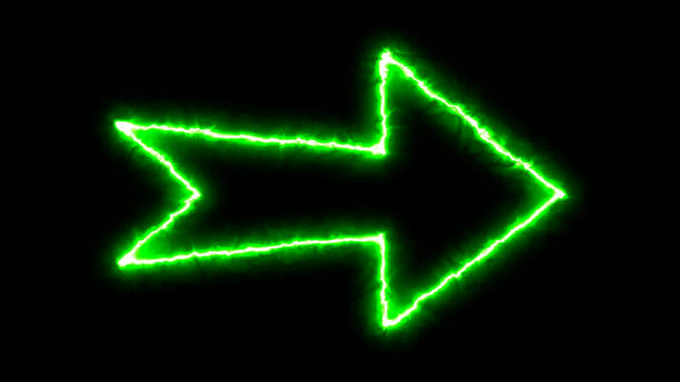 istock blue color arrow points to the right.Neon sign arrow. 1764975241