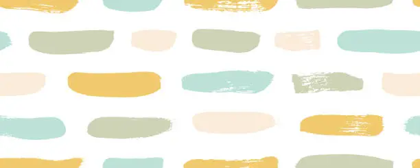 Vector illustration of Regular horizontal brush strokes seamless pattern in pastel colors.