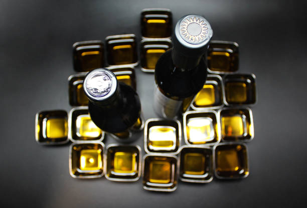 Edremit - Balıkesir, Türkiye - August 08, 2011 : Bottles of olive oil produced by the Kadirağa company in Edremit
